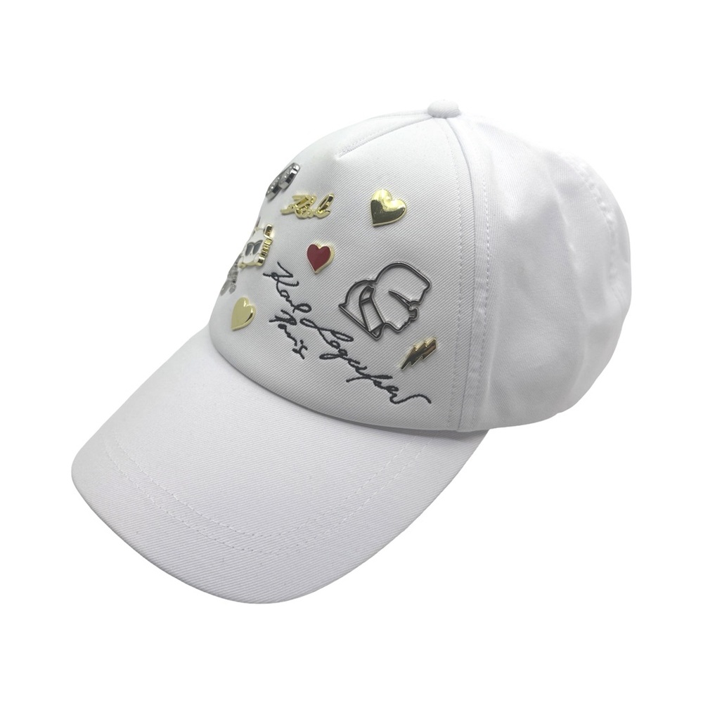NWT KARL LAGERFELD PARISLogo Charm Baseball Cap White One Size Fits All - Picture 1 of 3